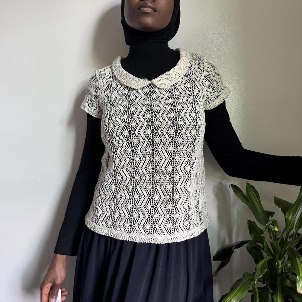 Women's Cream and White‎ Blous